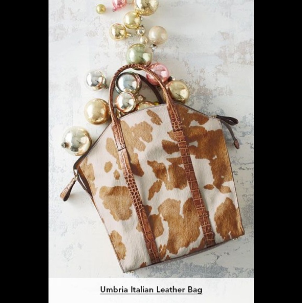 NEW Garnet Hill Umbria Italian Calf Hair Tote Bag